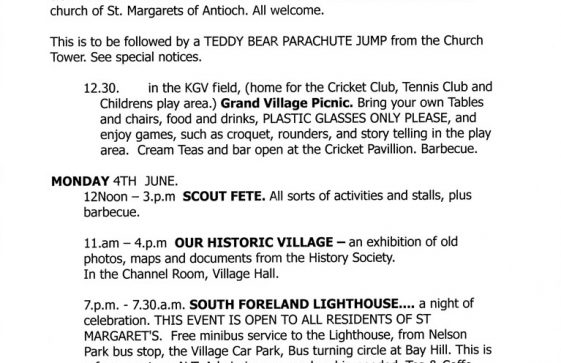St Margaret's Jubilee Weekend Events programme for June 2012