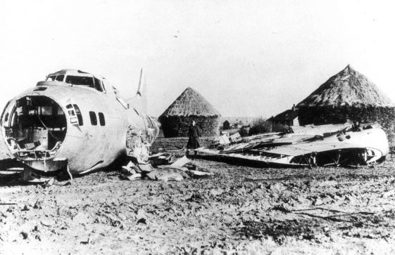 Flying Fortress Bomber which crashed safely near Nelson Park in January 1945