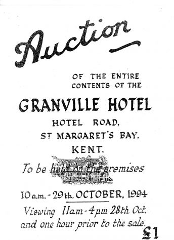 Auction Catalogue for the contents of the Granville Hotel, Hotel Road. 29 October 1994