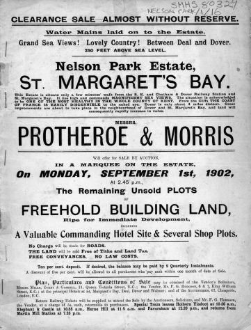 Auctioneers Protheroe & Morris's brochure detailing remaining plots for sale at Nelson Park. 1 September 1902