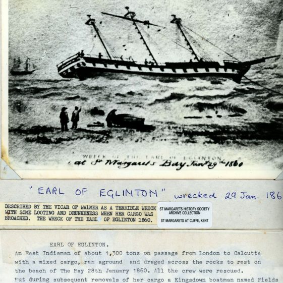 Wreck of the Earl of Eglinton off St Margaret's Bay. 29th December 1860