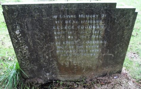 Gravestone of GOODBAN George; 1943; GOODBAN Emily 1958