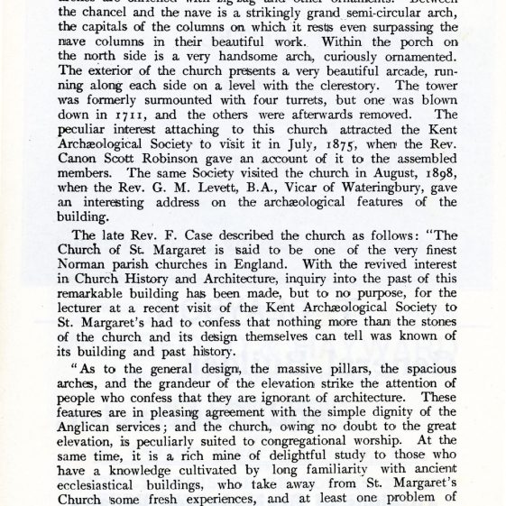 'St Margaret's Visitors Guide' by John Bavington Jones. 1907, pages 21 - 30