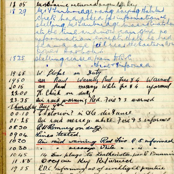 St Margaret's ARP (Air Raid Precautions) Log. Volume 4. 18 February 1941 - 25 September 1941. Pages 117-125