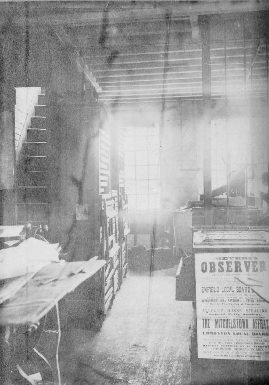 Interior view of printing works relating to the Madge family c.1890