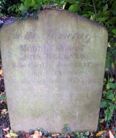 Gravestone of WELLARD Molley 1847; WELLARD John 1856