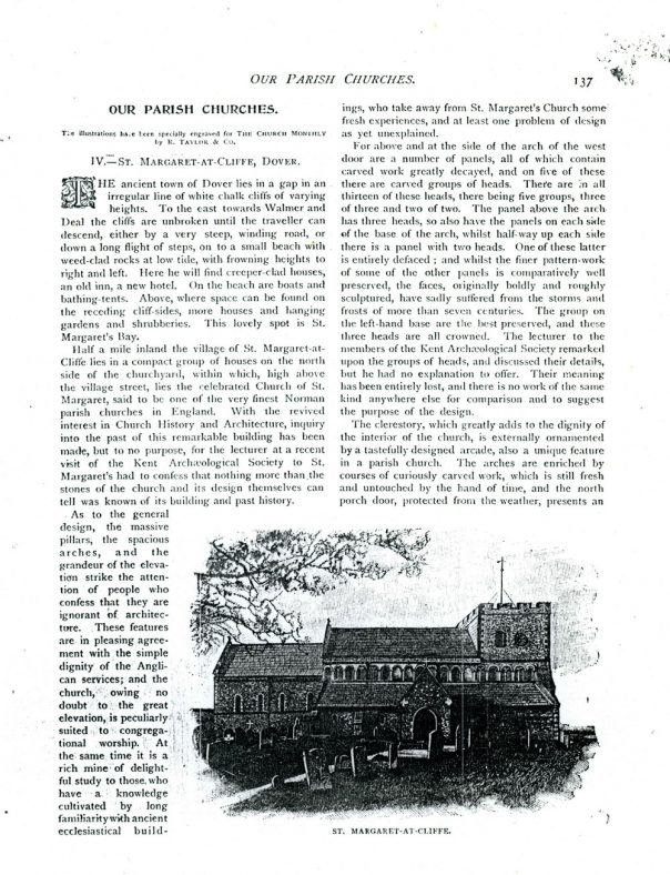 St Margaret's Church by the Rev F Case from the 'Church Monthly'. 1898 [?]