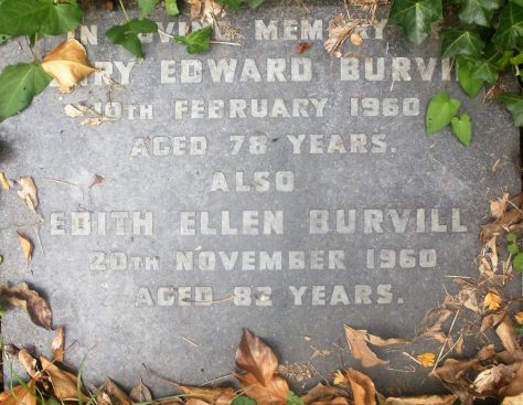 Gravestone of BURVILL Henry Edward 1960; BURVILL Edith Ellen 1960