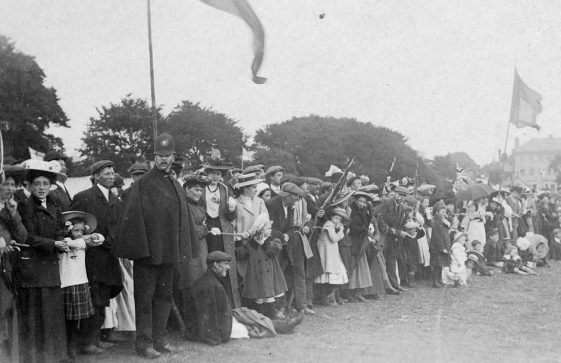 Spectators and policeman at St Margaret's Sports Day. c1908