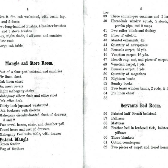 Catalogue of sale by auction of items from Townsend Farm. 8/9 October 1869