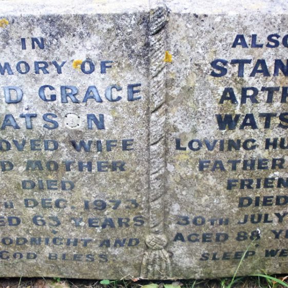 Gravestone of CHAPMAN George William 1949; CHAPMAN Ethel Ellen 1960; WATSON Maud Grace 1973; WATSON Stanley Arthur 1997 | Dawn Sedgwick
