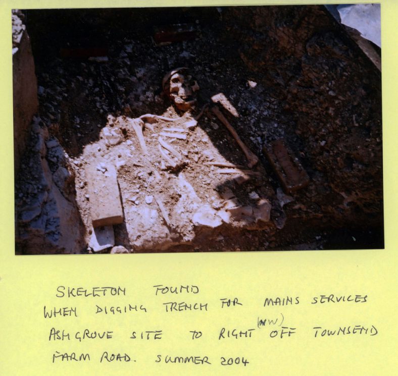 A skeleton unearthed at the Ash Grove development site. 2004
