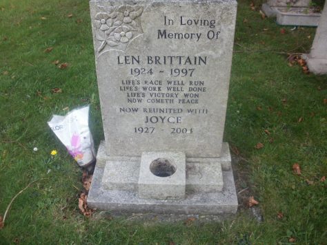 Gravestone of BRITTAIN Joyce 2004; BRITTAIN Leonard Ernest 1997