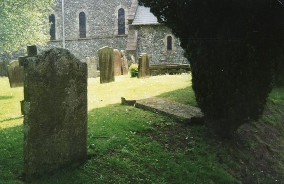 Gravestone damaged by vandals. June 2003
