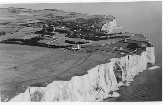 Aerial view of St Margaret's Bay looking north from above South Foreland Lighthouse. c1925