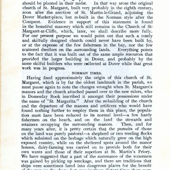'St Margaret's Visitors Guide' by John Bavington Jones. 1907, pages 1 - 9